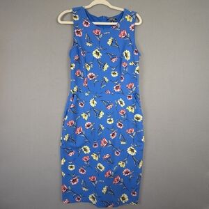 Lands End Blue Floral Sleeveless Dress Size 10